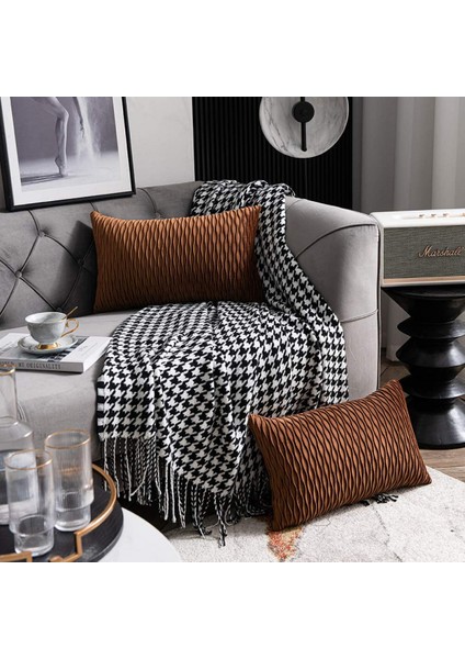 Açık Kahverengi Atmak Yastık Kılıfı: 2 Paket 12X20 Inç Orijinal Çizgili Kadife Kare Çiftlik Evi Kanepe Için Dekoratif Yastık Kılıfı (Yurt Dışından) modelleri