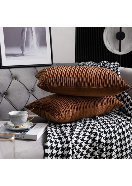 Açık Kahverengi Atmak Yastık Kılıfı: 2 Paket 12X20 Inç Orijinal Çizgili Kadife Kare Çiftlik Evi Kanepe Için Dekoratif Yastık Kılıfı (Yurt Dışından) fırsatları