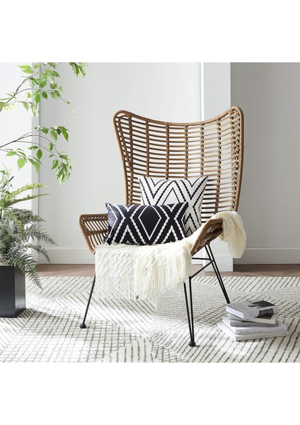 2'li Set Siyah Lomber Yastık Kılıfı 12 x 20 Inç Boho Aztek Polyester Karışımı Dekoratif Kırlent Kapakları Kanepe Kanepe Yatak Dekoru (Yurt Dışından)