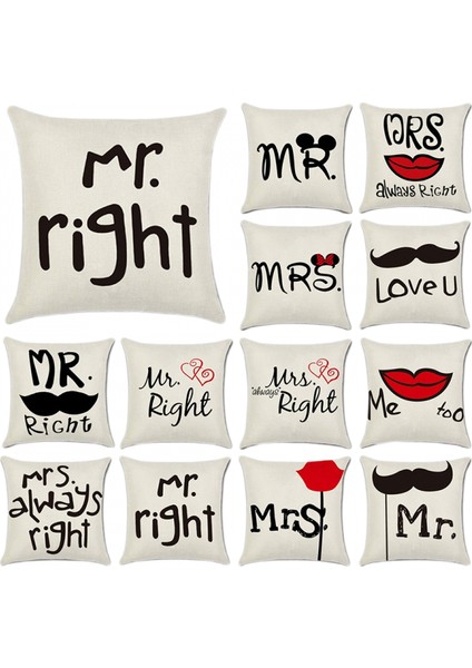 Mrs Her Zaman Sağ Dekoratif Kırlent Kapakları Pamuk Keten Kare Yastık Kılıfları Kanepe Ev Dekoru Için Yastık Kılıfları 18 x 18 Inç (Mrs.always Right) (Yurt Dışından)