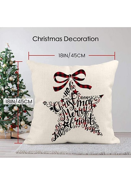 Atmak Yastık Kapakları 18X18 Inç Noel Pentagram Şapka Çan Ağacı Yastık Kılıfı Keten Ev Dekor Yatak Kanepe Kanepe Için Yastık Kılıfları (Noel Desen 14) (Yurt Dışından)
