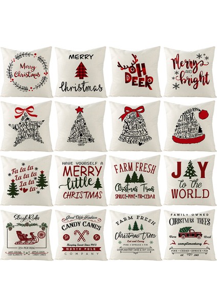 Atmak Yastık Kapakları 18X18 Inç Noel Pentagram Şapka Çan Ağacı Yastık Kılıfı Keten Ev Dekor Yatak Kanepe Kanepe Için Yastık Kılıfları (Noel Desen 14) (Yurt Dışından)