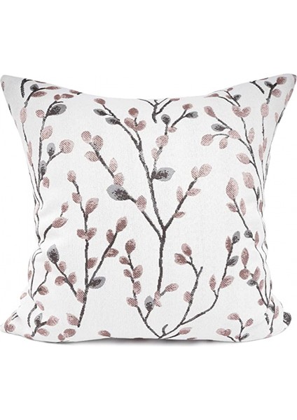 Klasik Nakış Jakarlı Kare Dekoratif Kırlent Kılıfı Minder Örtüsü (Pıink, 18 x 18 Inç) (Yurt Dışından)