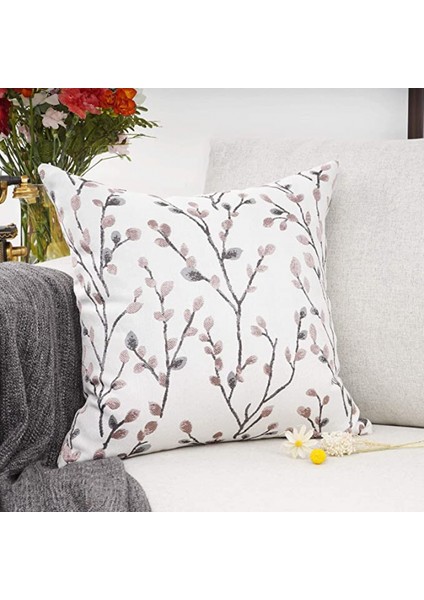 Klasik Nakış Jakarlı Kare Dekoratif Kırlent Kılıfı Minder Örtüsü (Pıink, 18 x 18 Inç) (Yurt Dışından) fiyatları