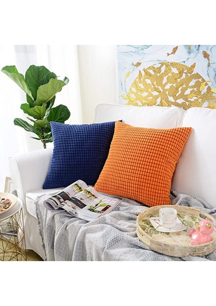 2'li Paket Kadife Yumuşak Dekoratif Kare Atma Yastık Kılıfı Yastık Kılıfı Ev Dekor Süslemeleri Kanepe Kanepe Yatak Sandalye 18X18 INÇ/45X45 cm (Granül Turuncu) (Yurt Dışından) modelleri