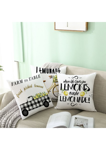 Limon Güz Atmak Yastık Kapakları Sarı Limon Baskı Yastık Yumuşak Modern Çiftlik Evi Yatak Odası Kanepe Oturma Odası Için 18 x 18 Inç (Limon 15) (Yurt Dışından)