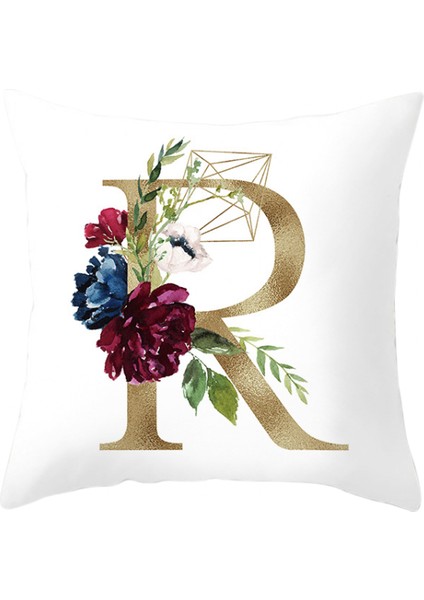 Atmak Yastık Örtüsü Geometrik Altın Ingilizce Alfabe Şeftali Derisi Kadife Yastık Kılıfı Kare Yastık Kılıfı Kanepe Oturma Odası Yatak Odası Için Dekorasyon 18 x 18 Inç (Mektup R) (Yurt Dışından)