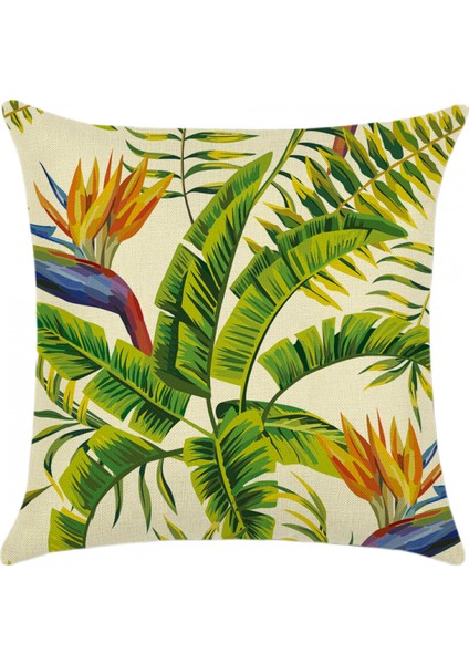 Yastık Kılıfları Plaj Neşeli Tropikal Palmiye Ağaçları ve Çiçekler Yaprakları Ev Veranda Partisi Dekoru Için Dekoratif Kırlent Kapakları 18X18 Inç 2 Pcs（tropikal Yapraklar A） (Yurt Dışından)
