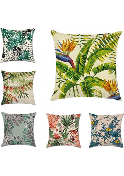 Yastık Kılıfları Plaj Neşeli Tropikal Palmiye Ağaçları ve Çiçekler Yaprakları Ev Veranda Partisi Dekoru Için Dekoratif Kırlent Kapakları 18X18 Inç 2 Pcs（tropikal Yapraklar A） (Yurt Dışından)