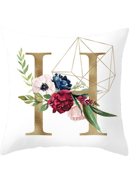 Atmak Yastık Örtüsü Geometrik Altın Ingilizce Alfabe Şeftali Derisi Kadife Yastık Kılıfı Kare Yastık Kılıfı Dekorasyon Kanepe Oturma Odası Yatak Odası 18 x 18 Inç (Mektup H) (Yurt Dışından)