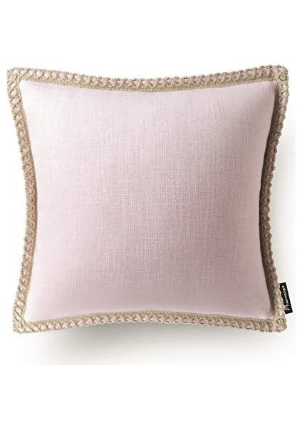 2'li Çiftlik Evi Dekoratif Kırlent Kılıfı Paketi Çuval Bezi Keten Kesilmiş Özel Kenarlar Açık Pembe 12 x 20 Inç, 30 x 50 cm (Yurt Dışından)
