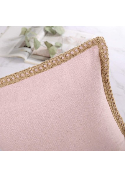 2'li Çiftlik Evi Dekoratif Kırlent Kılıfı Paketi Çuval Bezi Keten Kesilmiş Özel Kenarlar Açık Pembe 12 x 20 Inç, 30 x 50 cm (Yurt Dışından) modelleri