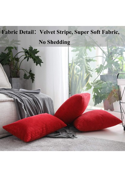 Yastık Kılıfı 18X18 2'li Süper Yumuşak Kadife Çizgili Modern Dekor Yastık Kılıfı Kanepe Yatak Odası Için, Kırmızı, 45CM x 45CM (Yurt Dışından) modelleri