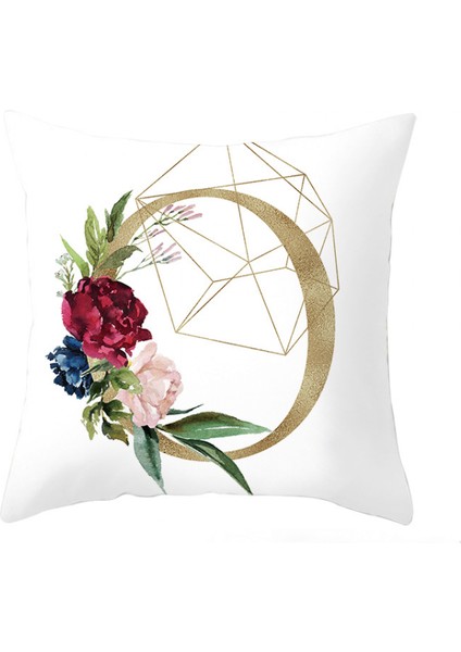 Atmak Yastık Örtüsü Geometrik Altın Ingilizce Alfabe Şeftali Derisi Kadife Yastık Kılıfı Kare Yastık Kılıfı Dekorasyon Kanepe Oturma Odası Yatak Odası 18 x 18 Inç (O Harfi) (Yurt Dışından)