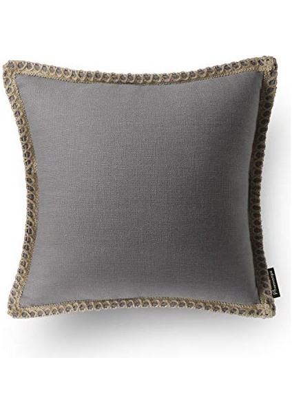 2'li Çiftlik Evi Dekoratif Kırlent Kılıfı Paketi Çuval Bezi Keten Kesilmiş Özel Kenarlar Gri 12 x 20 Inç, 30 x 50 cm (Yurt Dışından)