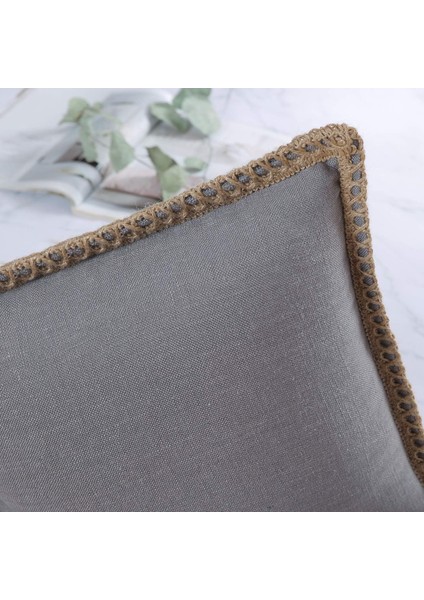 2'li Çiftlik Evi Dekoratif Kırlent Kılıfı Paketi Çuval Bezi Keten Kesilmiş Özel Kenarlar Gri 12 x 20 Inç, 30 x 50 cm (Yurt Dışından) fırsatları