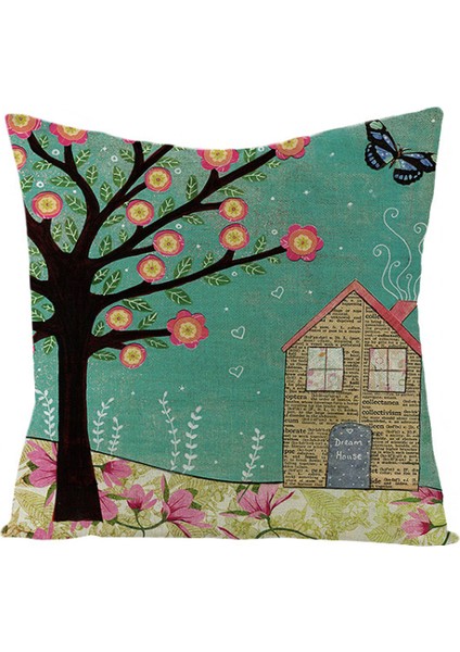 Çiçek Ağacı Atmak Yastık Örtüsü Yağlıboya Çiçek Dekoratif Yastık Kanepe Veranda Kanepe Oturma Odası Için Kapakları 18X18 Inç (Desen 5) (Yurt Dışından)