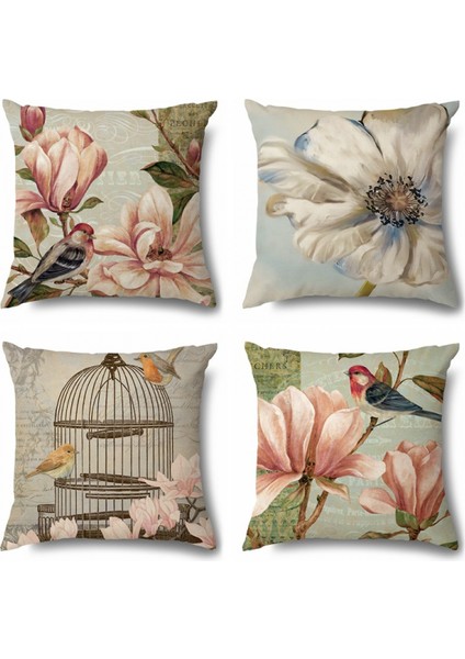 Dekoratif Kırlent Kapakları Bahar Çiçek Kuş Kelebek Yastık Kılıfları Yastık Kılıfları Çuval Toss 18 x 18 Inç, Oturma Odası, Kanepe ve Yatak Için 4'lü Set (Sinek Kuşu 2) (Yurt Dışından)