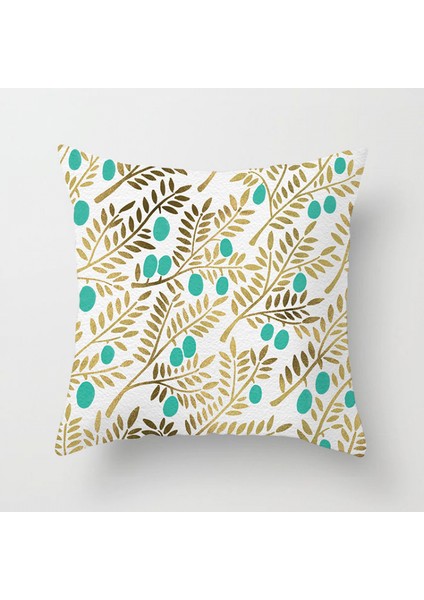 Atmak Yastık Kapakları Altın Damgalama Geometrik Baskı Yaprakları Yastık Kılıfları Kanepe Kanepe Yatak Odası Araba Için Yumuşak Kare Dekoratif Yastık Kapakları (Geometri 18) (Yurt Dışından)