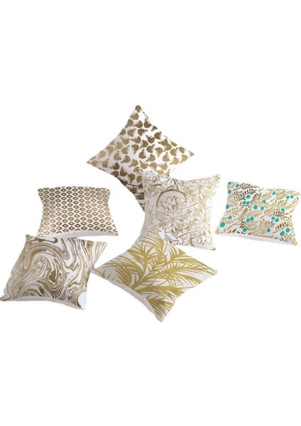 Atmak Yastık Kapakları Altın Damgalama Geometrik Baskı Yaprakları Yastık Kılıfları Kanepe Kanepe Yatak Odası Araba Için Yumuşak Kare Dekoratif Yastık Kapakları (Geometri 18) (Yurt Dışından) fırsatları