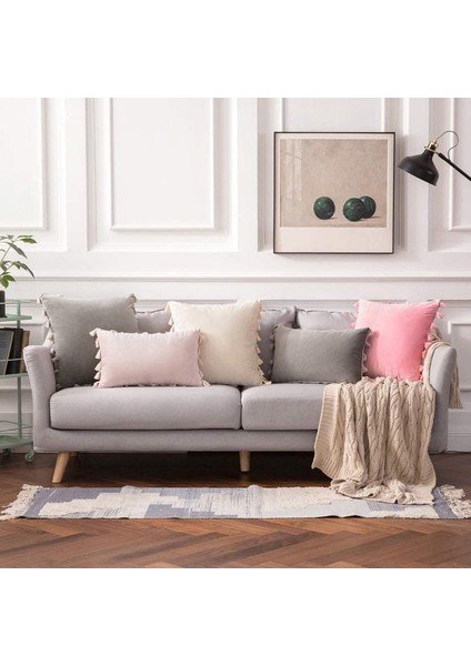 2'li Paket Kadife Yumuşak Katı Dekoratif Kırlent Kılıfı Püsküllü Saçak Boho Accent Yastık Kılıfı Kanepe Çekyat (18 x 18 Inç, Parlak Pembe) (Yurt Dışından) fırsatları
