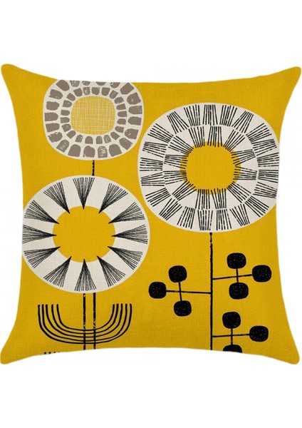 Dekoratif Çiftlik Evi Atmak Yastık Kapakları 18 x 18 Inç 2 Adet Keten Açık Yastık Yastık Kılıfı Oturma Odası Kanepe Araba Yatağı Için (Soyut Çiçekler H) (Yurt Dışından)