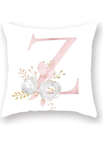 Çiçekler Baskılı Kırlent Kapakları Alfabe Dekoratif Yastık Kılıfları Mektup Yastık Kapakları 18 x 18 Inç Kare Yastık Koruyucular Kanepe Kanepe Yatak Odası (Mektup Z) (Yurt Dışından) fiyatları