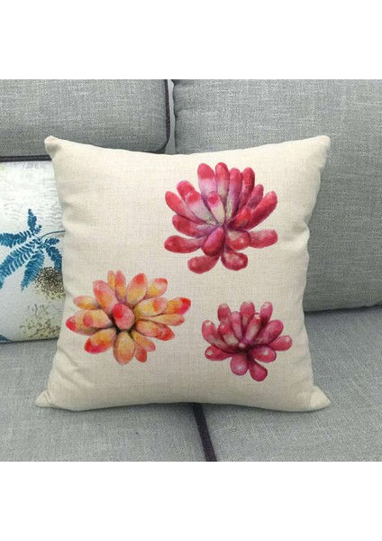 2'li Atma Yastık Kılıfı Suluboya Kaktüs Succulents Bitkiler Dekor Keten Yastık Kılıfı Ev Dekoratif Kare 18X18 Inç Yastık Kılıfı (Succulents K) (Yurt Dışından)