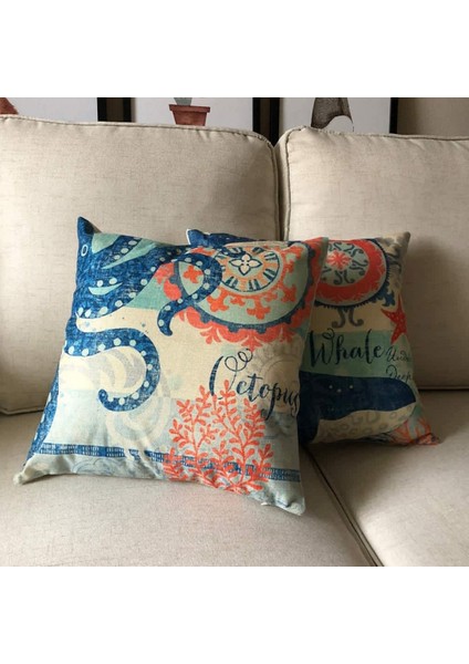 Okyanus Temalı Kare Yastık Kılıfı Akdeniz Tarzı Dekoratif Pamuk Keten Atma Kıyı Yastık Kılıfı Setleri 18 x 18 Inç Yastık Kılıfı, 4'lü Paket Deniz Yastık Kılıfı (Deniz Teması-2) (Yurt Dışından) modelleri