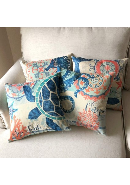 Okyanus Temalı Kare Yastık Kılıfı Akdeniz Tarzı Dekoratif Pamuk Keten Atma Kıyı Yastık Kılıfı Setleri 18 x 18 Inç Yastık Kılıfı, 4'lü Paket Deniz Yastık Kılıfı (Deniz Teması-2) (Yurt Dışından) fırsatları