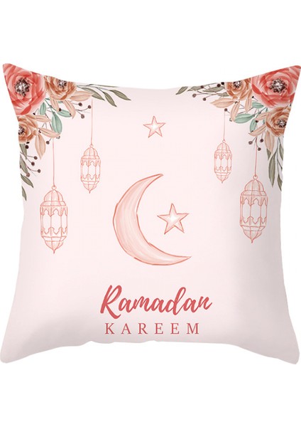 Atmak Yastık Kılıfları Ramazan Ayı ve Çiçekler Kare Yastık Kılıfları Modern Dekoratif Şeftali Derisi Kadife Yastık Kılıfları Kanepe Kanepe Yatak 18X18 Inç (Moon 14) (Yurt Dışından)
