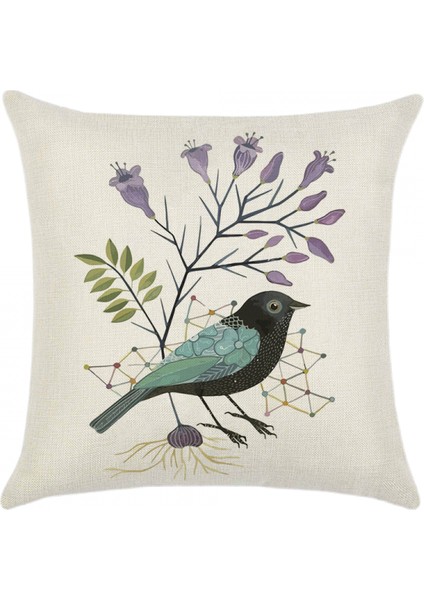 Sundurma Veranda Kuşlar Çiftlik Evi Dekorasyonu Için Yastık Kılıfları Atın Dış Mekan Mobilyaları Dekor Dekoratif Yastık 18X18 Inç 2 Adet (Çiçek Kuş C) (Yurt Dışından)