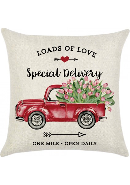 Sevgililer Günü Yastık Kapakları 18X18 Inç 4 Adet Sevgililer Romantik Kamyon Bisiklet Çiçekler Kanepe Için Yastık Kılıfı Ev Dekor Keten Yastık Kılıfı Atın (Bloom) (Yurt Dışından) fırsatları