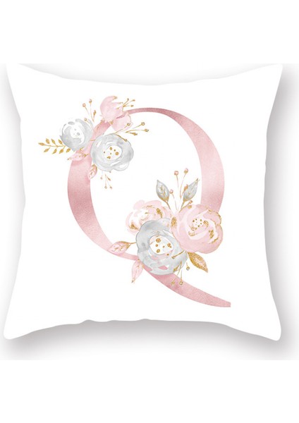 Çiçekler Baskılı Atma Yastık Kılıfları Alfabe Dekoratif Yastık Kılıfları Mektup Yastık Kapakları 18 x 18 Inç Kare Yastık Koruyucular Kanepe Kanepe Yatak Odası (Mektup Q) (Yurt Dışından)