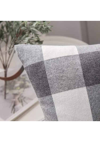 2'li Paket Klasik Çiftlik Evi Buffalo Ekose Polyester Yastık Kılıfı Kanepe Yatak Odası Için Minder Örtüsü (Gri, 16 x 16 Inç) (Yurt Dışından) fiyatları
