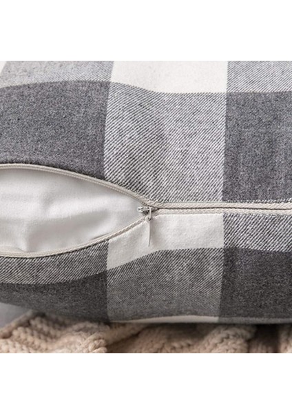2'li Paket Klasik Çiftlik Evi Buffalo Ekose Polyester Yastık Kılıfı Kanepe Yatak Odası Için Minder Örtüsü (Gri, 16 x 16 Inç) (Yurt Dışından) modelleri