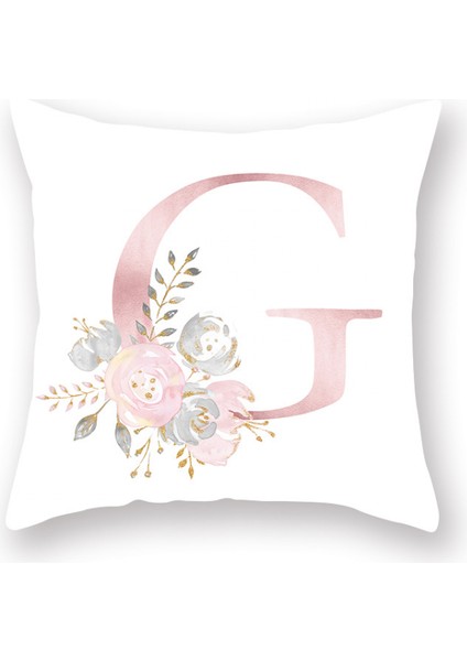 Çiçekler Baskılı Kırlent Kapakları Alfabe Dekoratif Yastık Kılıfları Mektup Yastık Kapakları 18 x 18 Inç Kare Yastık Koruyucular Kanepe Kanepe Yatak Odası (Mektup G) (Yurt Dışından)