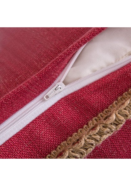 2'li Çiftlik Evi Dekoratif Kırlent Kılıfı Paketi Çuval Bezi Keten Yastık Kılıfı Kesilmiş Özel Kenarlar Kırmızı 18 x 18 Inç, 45 x 45 cm (Yurt Dışından) modelleri