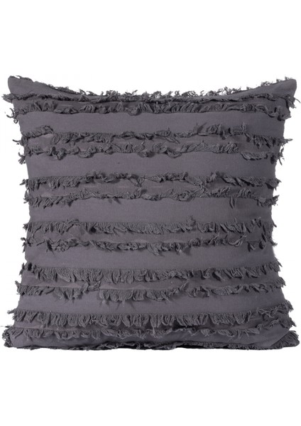 2 Parçalı Boho Saçaklı Yastık Kılıfı (Koyu Gri, 18 x 18 Inç) (Yurt Dışından)