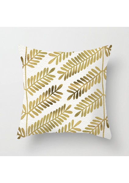 Atmak Yastık Kapakları Altın Damgalama Geometrik Baskı Yaprakları Yastık Kılıfları Kanepe Kanepe Yatak Odası Araba Için Yumuşak Kare Dekoratif Yastık Kapakları (Geometri 15) (Yurt Dışından)