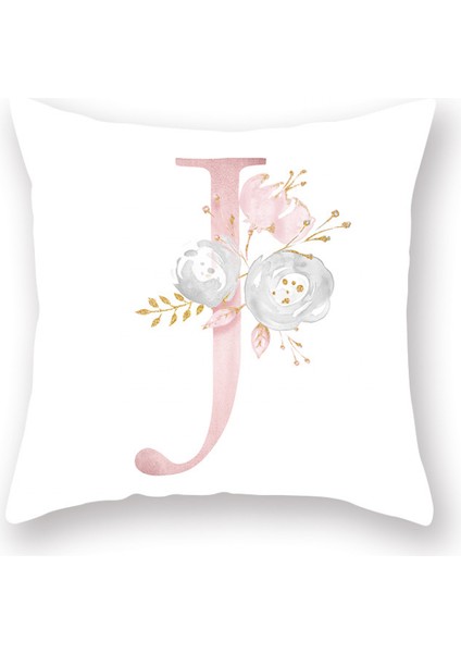 Çiçekler Baskılı Kırlent Kapakları Alfabe Dekoratif Yastık Kılıfları Mektup Yastık Kapakları 18 x 18 Inç Kare Yastık Koruyucular Kanepe Kanepe Yatak Odası (Mektup J) (Yurt Dışından)