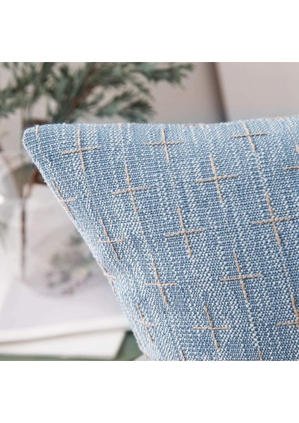 2'li Paket Dekoratif Çuval Bezi Keten Atmak Yastık Kılıfı Modern Çiftlik Evi Yastık Kılıfı Rustik Dokuma Dokulu Minder Örtüsü Kanepe Kanepe Yatak 20X20 Inç Açık Mavi (Yurt Dışından) fırsatları