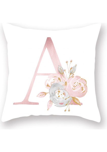 Çiçekler Baskılı Atma Yastık Kapakları Alfabe Dekoratif Yastık Kılıfları Mektup Yastık Kapakları 18 x 18 Inç Kare Yastık Koruyucular Kanepe Kanepe Yatak Odası (Mektup A) (Yurt Dışından)
