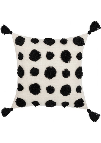Dekoratif Peluş Atmak Yastık Kapakları 18 x 18 Inç Siyah, Katı Pom Pom Püsküllü Modern Boho Kare Minder Örtüsü Kanepe Için Yastık Kılıfı (Siyah) (Yurt Dışından)
