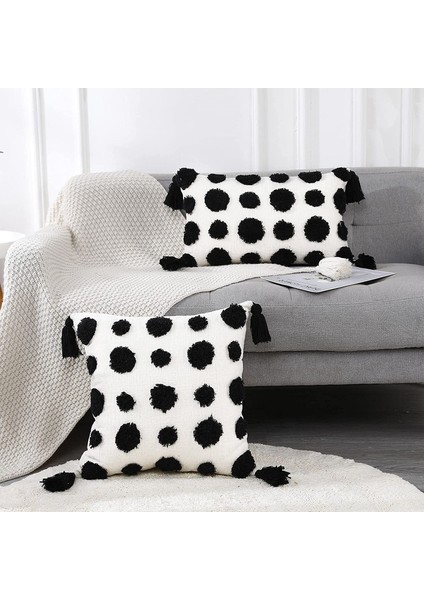 Dekoratif Peluş Atmak Yastık Kapakları 18 x 18 Inç Siyah, Katı Pom Pom Püsküllü Modern Boho Kare Minder Örtüsü Kanepe Için Yastık Kılıfı (Siyah) (Yurt Dışından) fırsatları
