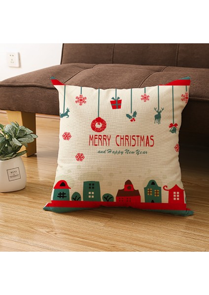 Noel Süslemeleri Yastık Kapakları 18 × 18 Inç Kar Tanesi Noel Baba Kardan Adam Geyik Noel Rustik Tatil Atmak Yastıklar Çiftlik Evi Noel Dekor Yastık (Noel 14) (Yurt Dışından)