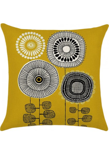 Dekoratif Çiftlik Evi Atmak Yastık Kapakları 18 x 18 Inç 4 Adet Keten Açık Yastık Minder Kılıfı Oturma Odası Kanepe Araba Yatağı Için (Soyut Çiçekler B) (Yurt Dışından)