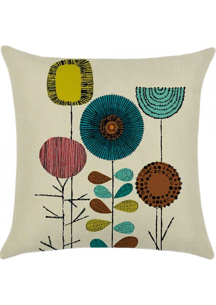 Dekoratif Çiftlik Evi Atmak Yastık Kapakları 18 x 18 Inç 4 Adet Keten Açık Yastık Minder Kılıfı Oturma Odası Kanepe Araba Yatağı Için (Soyut Çiçekler B) (Yurt Dışından)