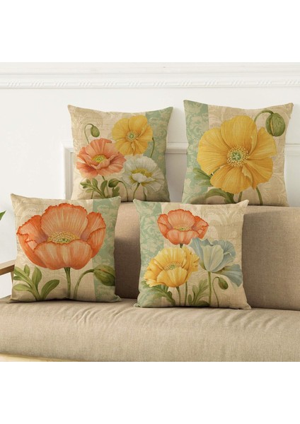4'lü Set Vintage Bahar Çiçek Dekoratif Kırlent Kapakları Yastık Kılıfları Yastık Kılıfları Çuval Bezi Atma Yastık Kapakları Oturma Odası, Kanepe ve Yatak Için 18 x 18 Inç (Desen 2) (Yurt Dışından) fiyatları