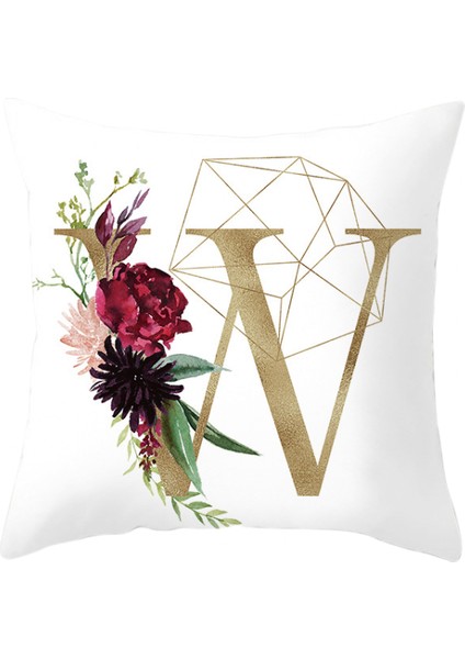 Atmak Yastık Örtüsü Geometrik Altın Ingilizce Alfabe Şeftali Derisi Kadife Yastık Kılıfı Kare Yastık Kılıfı Kanepe Oturma Odası Yatak Odası Için Dekorasyon 18 x 18 Inç (Harf W) (Yurt Dışından)
